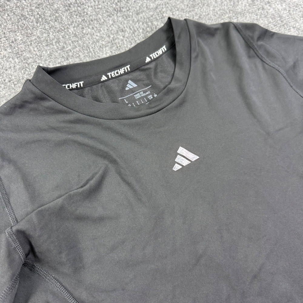 Adidas Techfit Shirt Large Black Aeroready Compression Short Sleeve Mens